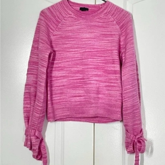 J. Crew Collection Pink Marled Alpaca Knit Tie Sleeve Sweater Sz M - Picture 5 of 13